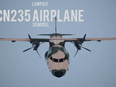Lowpoly Casa CN235 Turkish Airforce Airplane Low-poly 3D model