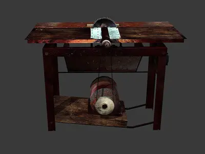 Old circular saw Low-poly 3D model