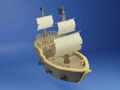 Low Poly Pirate Ship Low-poly 3D model shop