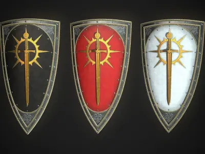 Knight Shield 07 Low-poly 3D model
