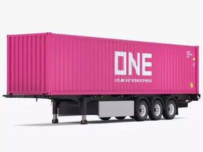One Container Semi Trailer 3D model