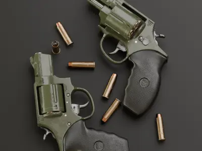 Low poly revolver Colt 45 3D model
