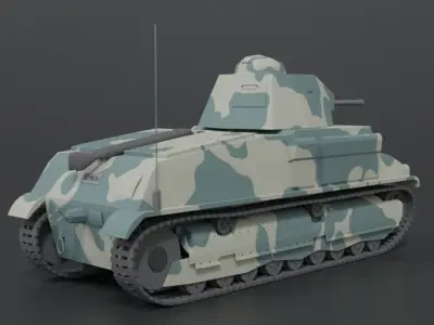 Low Poly Cartoon Somua S35 Tank Low-poly 3D model