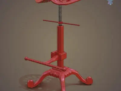 Industrial Steel Tractor Stool Low-poly 3D model