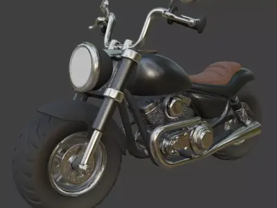 Cartoon Black Chopper Motorcycle 3D Model 3D model
