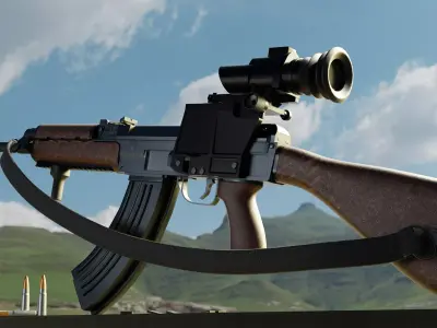 vz58 Sporter Semi Auto Rifle Low-poly 3D model