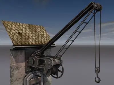 Old port crane on the wall 3D model