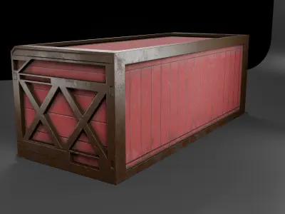 Red cargo container in a reinforced frame gameready Low-poly 3D model