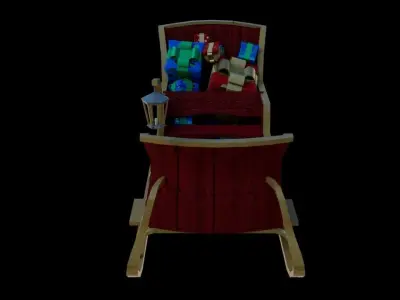 Santa sled low poly Low-poly 3D model