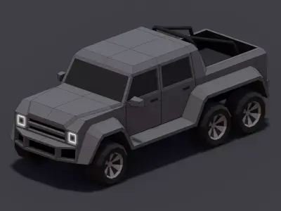 6x6 Pickup Low-poly 3D model