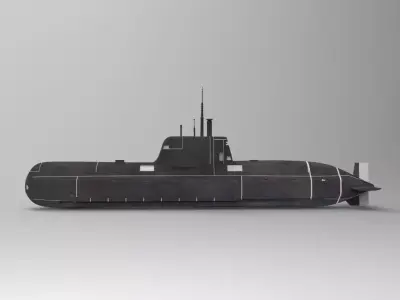 Submarine type 214 dove Low-poly 3D model