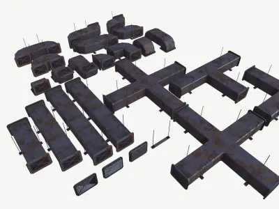 Modular ventilation Low-poly 3D model shop