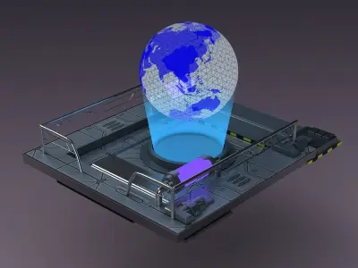 Space Earth Station Orbit Planet Hologram Medical Lab Research 3D model
