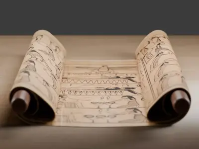 Ancient Egyptian Papyrus Scroll Low-poly 3D model