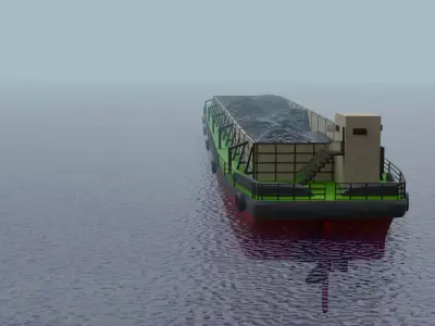 Barge Ship Low-poly 3D model