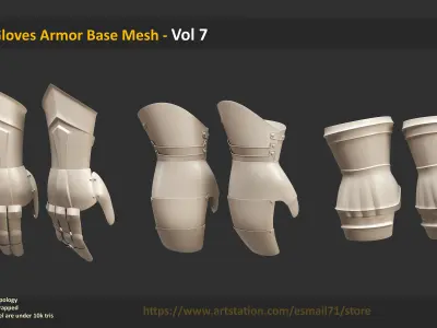 15 Gloves Armor Base Mesh - Vol 7 Low-poly 3D model