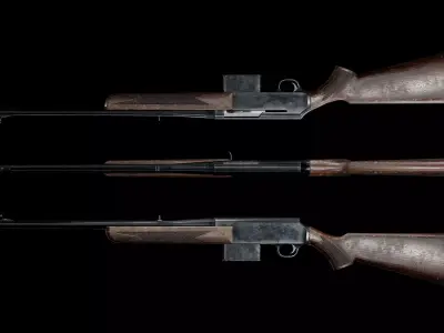Game Ready BAR MK2 Safari Rifle PBR Rigged Low-poly 3D model