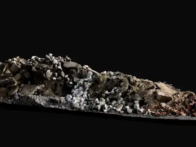 destroyed house ruins ground mixed debris pile scan Low-poly 3D model