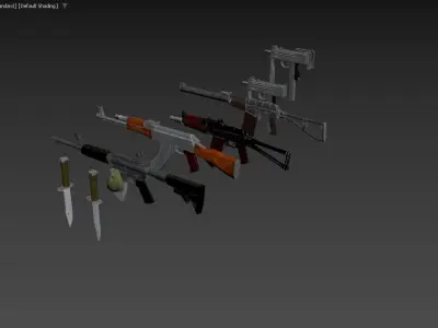military weapons Low-poly 3D model