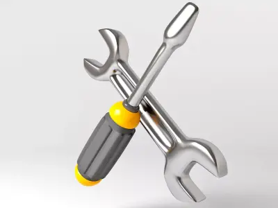 Crossed Wrench and Screwdriver 3D model