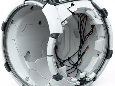 Damaged SciFi Containment Pod Low-poly 3D model