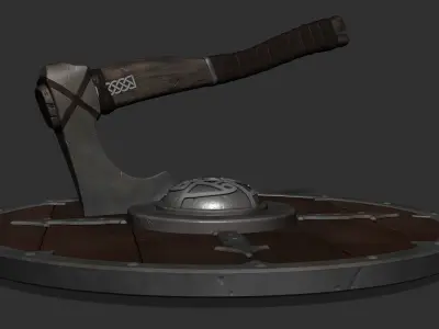 Shield and axe 3D model