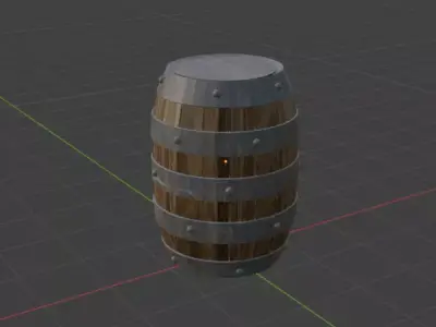 Medieval wooden Barrel Set Free 3D model