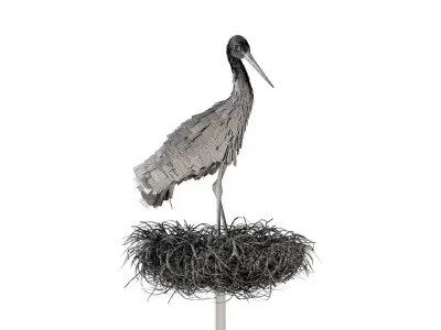 Stork 3D model feathers  3D model