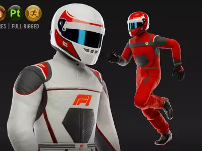 Racing Driver GameReady Low-poly 3D model