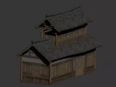 Traditional Japanese Wooden House - 3D Model Low-poly 3D model