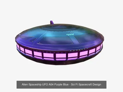 10 Alien Spaceships UFO Collection D Purple Blue - Spacecraft 3D Model Pack