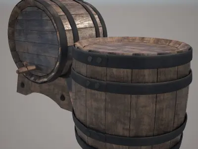 Wood Wine Barrel 3D model