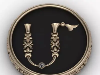 Brooche with armenian letter M 3D print model