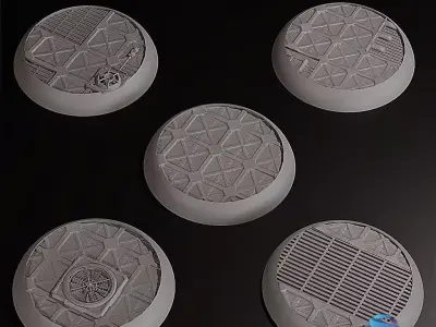 Industrial Bases Pack -10 STL Round Bases 25mm 32mm 40mm 50mm 3D print model