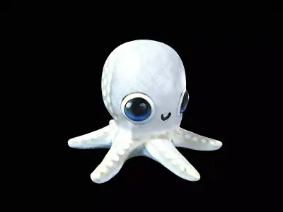 Cute white little octopus 3D model