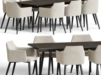 Dining Set modern table and chairs 3D model
