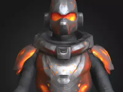 Emberclad Fire Soldier in Heat Resistant Iron Mask Low-poly 3D model