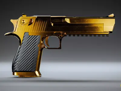Gold Desert Eagle 3D model Low-poly 3D model