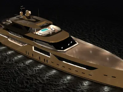 O Rea Superyacht Night Scene 3D model