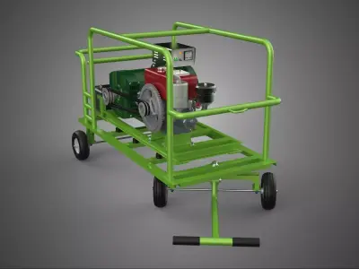 COMPACT DIESEL ENGINE GENERATOR MOUNTED TRANSPORT CARRIAGE DOLLY 3D model