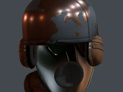 Gas mask helmet 3d model scifi Low-poly  Low-poly 3D model 45