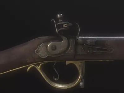 Stylized Pirate Brown Bess Musket Game Ready Low-poly 3D model
