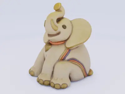 Porcelain elephant statuette Low-poly 3D model