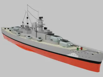 Battleship Bismarck Low-poly 3D model
