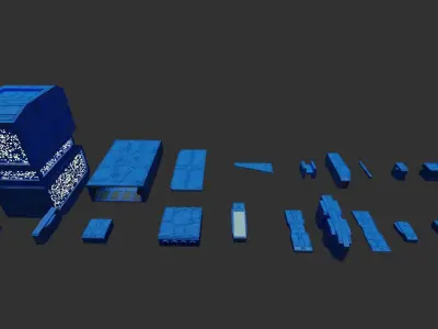 Scifi KitBash with Textures Free low-poly 3D model