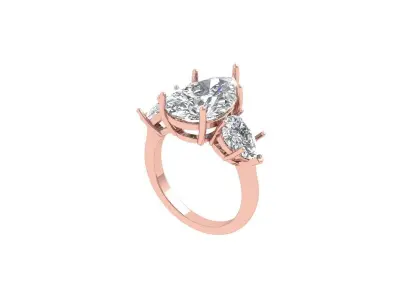 Pear 3 Stone Bridal Ring 3D print model