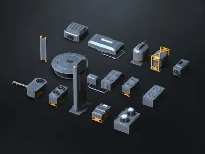 15 Hard Surface SUBD Scifi Vents And Hvac 3D model