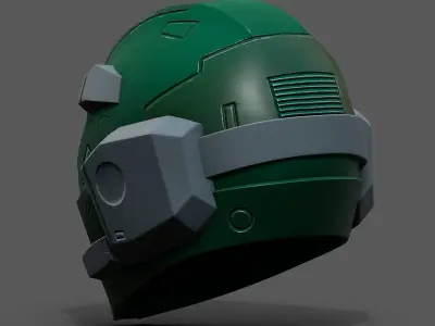 Helmet combat military Scifi fantasy space robot cyborg armor  Low-poly 3D model