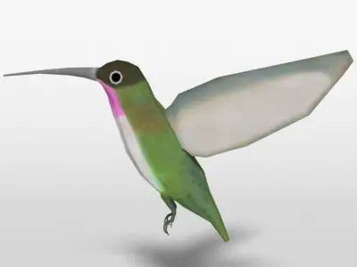Low Poly Cartoon Hummingbird Low-poly 3D model