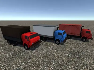 Industrial Small Truck Pack - VII Low-poly 3D model